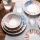 Service de table 24 pièces blanc/rouge/bleu /porcelaine