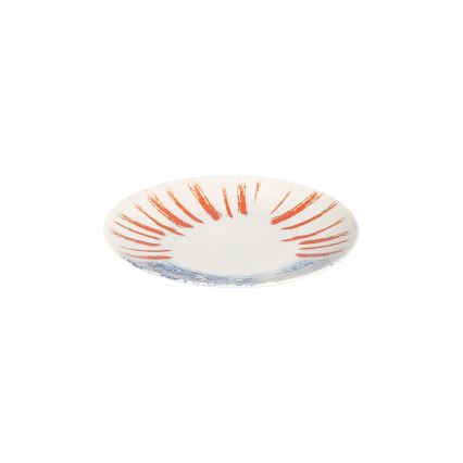 Service de table 24 pièces blanc/rouge/bleu /porcelaine