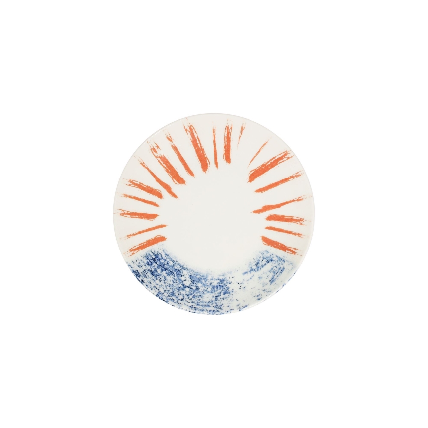 Service de table 24 pièces blanc/rouge/bleu /porcelaine
