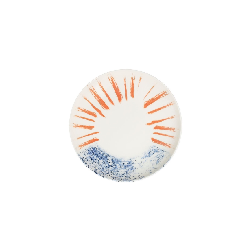 Service de table 24 pièces blanc/rouge/bleu /porcelaine
