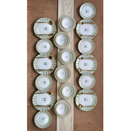 Service de table 24 pièces blanc/vert/or/céramique