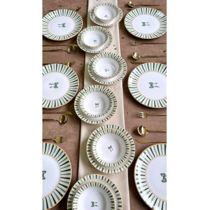 Service de table 24 pièces blanc/vert/or/céramique