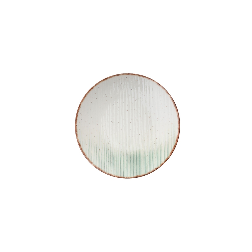 Service de table 24 pièces blanc/vert/porcelaine