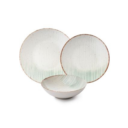 Service de table 24 pièces blanc/vert/porcelaine