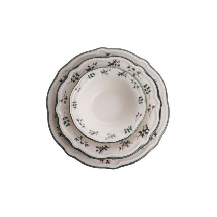 Service de table 24 pièces blanc/vert/porcelaine