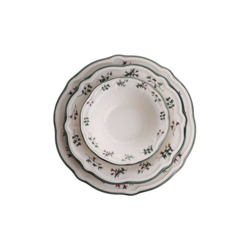 Service de table 24 pièces blanc/vert/porcelaine