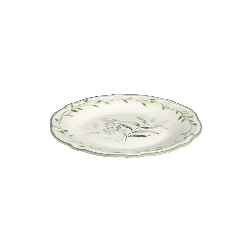 Service de table 24 pièces blanc/vert/porcelaine