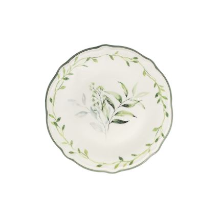 Service de table 24 pièces blanc/vert/porcelaine