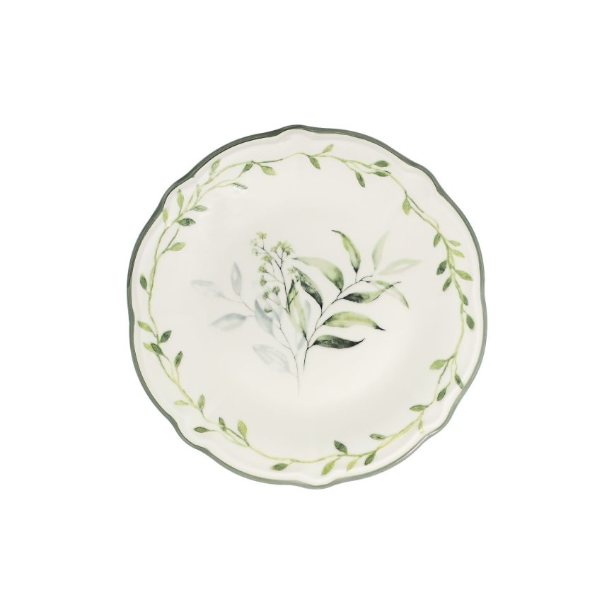 Service de table 24 pièces blanc/vert/porcelaine