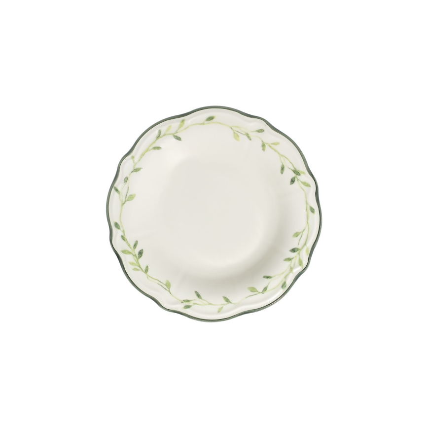 Service de table 24 pièces blanc/vert/porcelaine