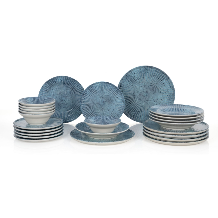 Service de table 24 pièces bleu/céramique