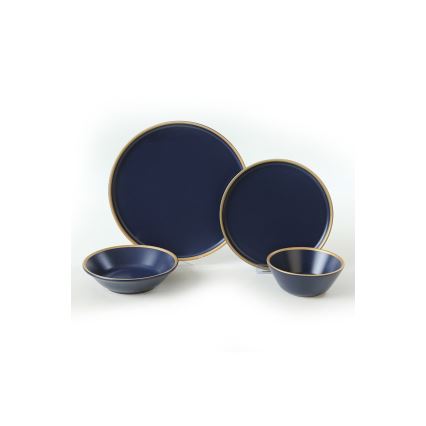 Service de table 24 pièces bleu/doré/céramique