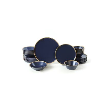 Service de table 24 pièces bleu/doré/céramique