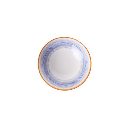 Service de table 24 pièces bleu/orange en porcelaine