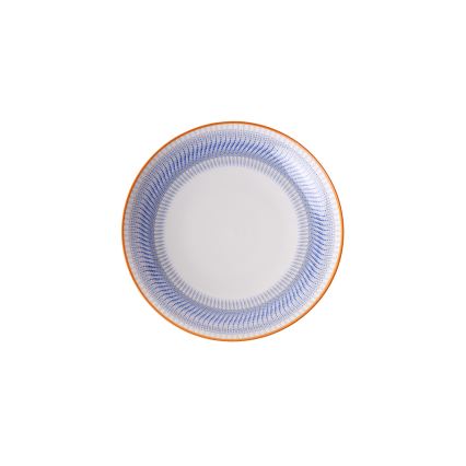 Service de table 24 pièces bleu/orange en porcelaine