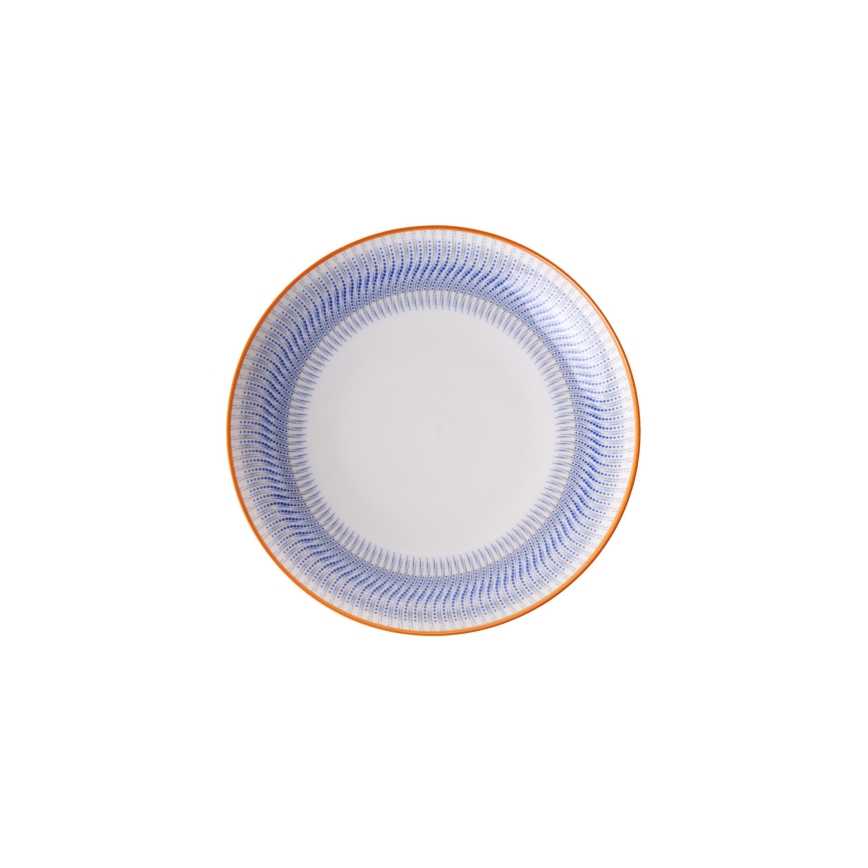 Service de table 24 pièces bleu/orange en porcelaine