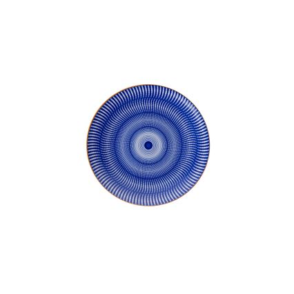 Service de table 24 pièces bleu/orange en porcelaine