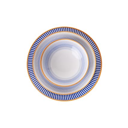 Service de table 24 pièces bleu/orange en porcelaine