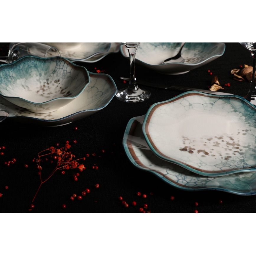 Service de table 24 pièces bleu/porcelaine