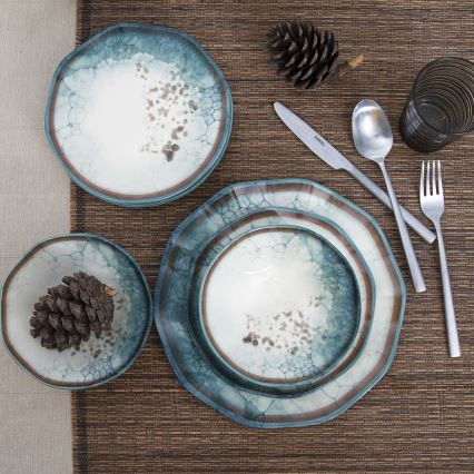 Service de table 24 pièces bleu/porcelaine