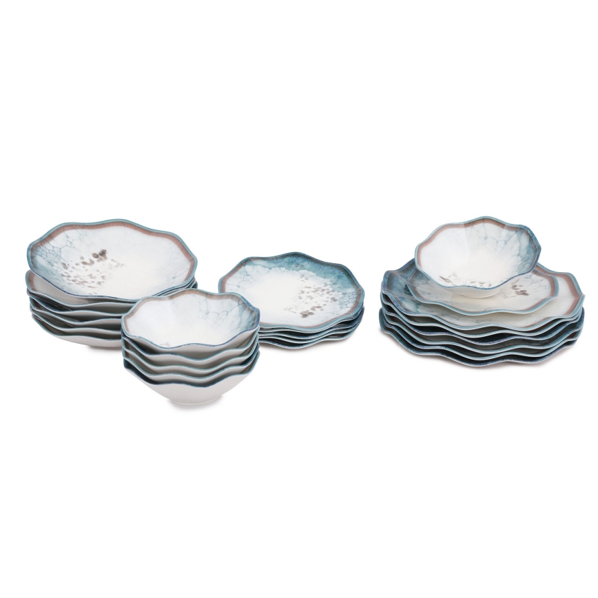 Service de table 24 pièces bleu/porcelaine