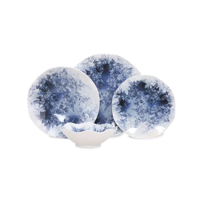 Service de table 24 pièces bleu/porcelaine