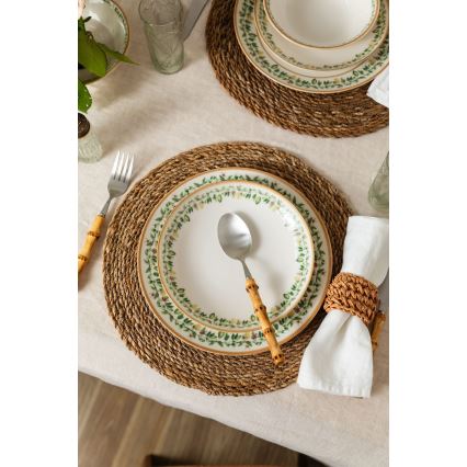 Service de table 24 pièces crème/beige/vert/porcelaine