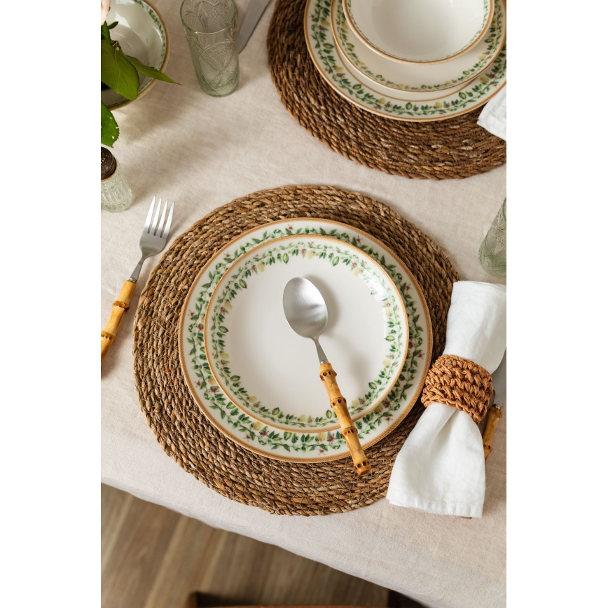 Service de table 24 pièces crème/beige/vert/porcelaine