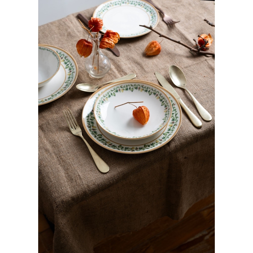 Service de table 24 pièces crème/beige/vert/porcelaine