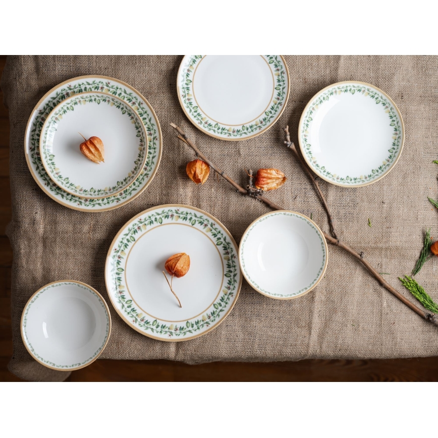 Service de table 24 pièces crème/beige/vert/porcelaine