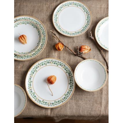 Service de table 24 pièces crème/beige/vert/porcelaine