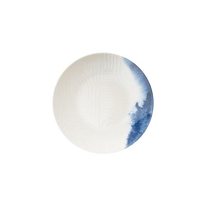 Service de table 24 pièces crème/bleu en porcelaine