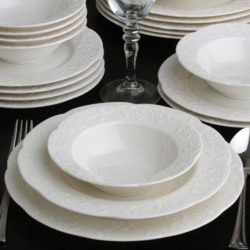 Service de table 24 pièces crème/porcelaine