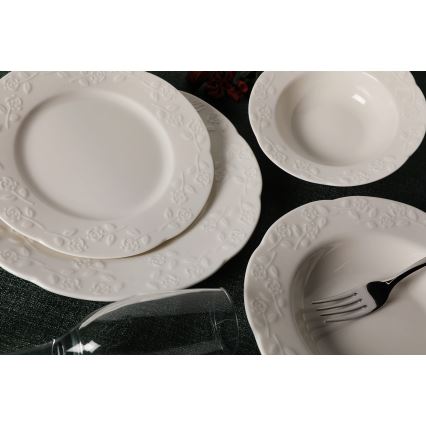 Service de table 24 pièces crème/porcelaine
