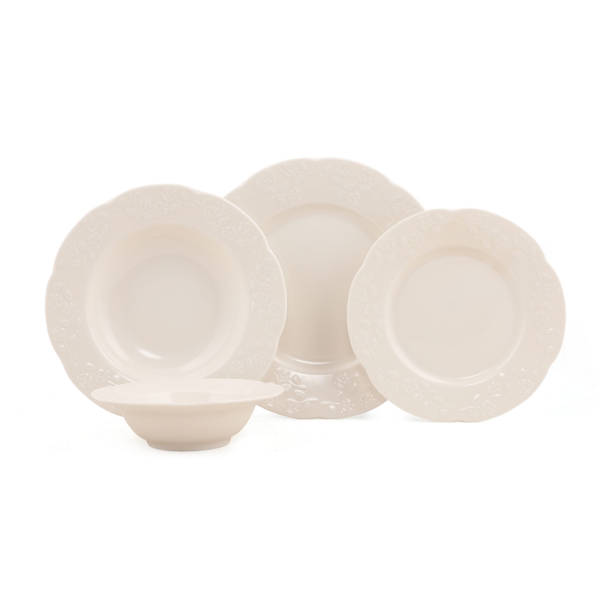 Service de table 24 pièces crème/porcelaine