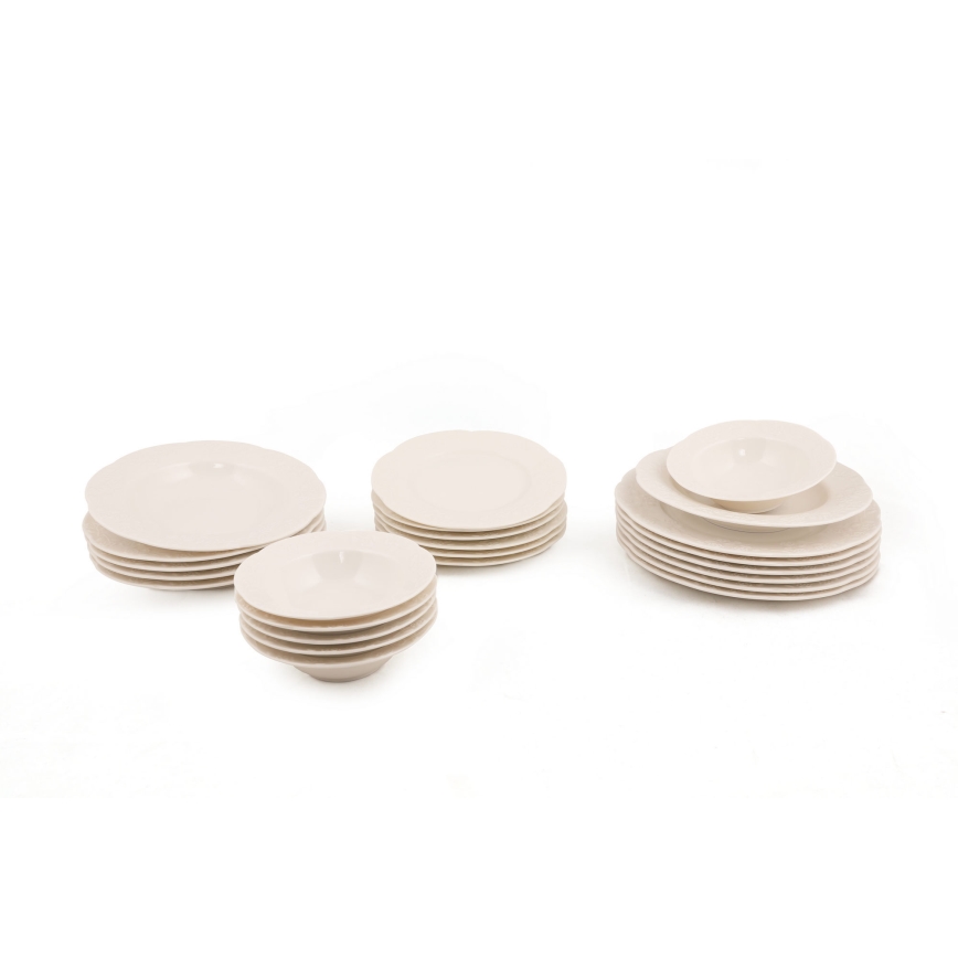 Service de table 24 pièces crème/porcelaine