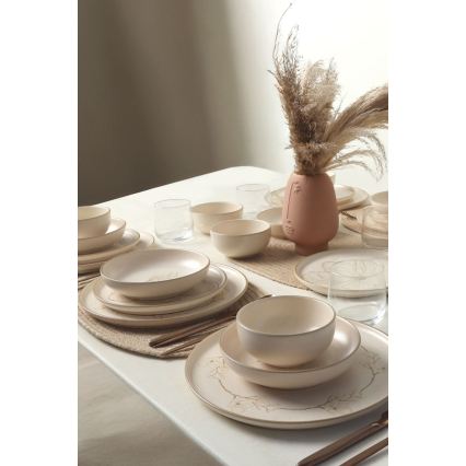 Service de table 24 pièces en céramique, beige
