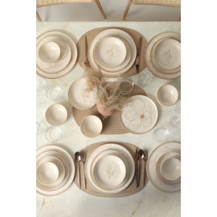 Service de table 24 pièces en céramique, beige