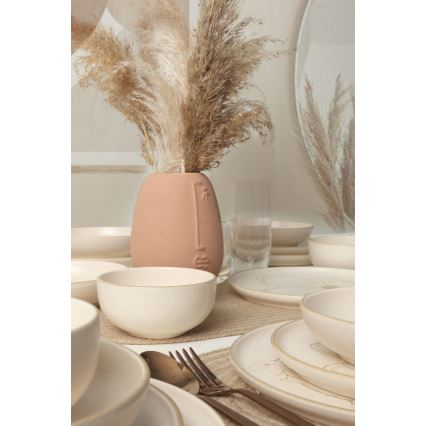 Service de table 24 pièces en céramique, beige