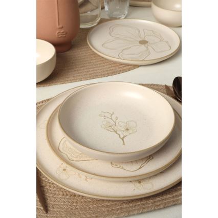 Service de table 24 pièces en céramique, beige