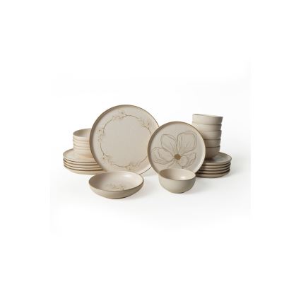 Service de table 24 pièces en céramique, beige
