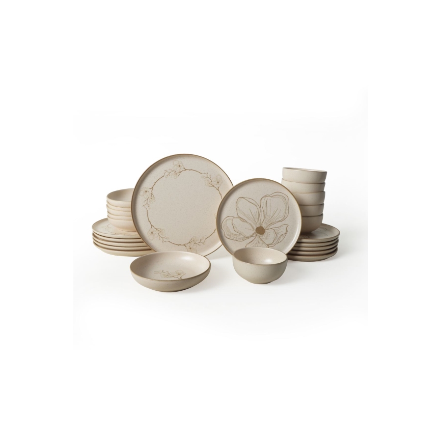 Service de table 24 pièces en céramique, beige