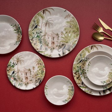 Service de table 24 pièces en céramique, coloris vifs