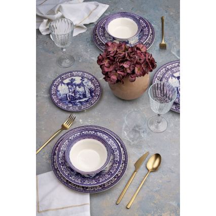 Service de table 24 pièces en céramique — blanc/bleu