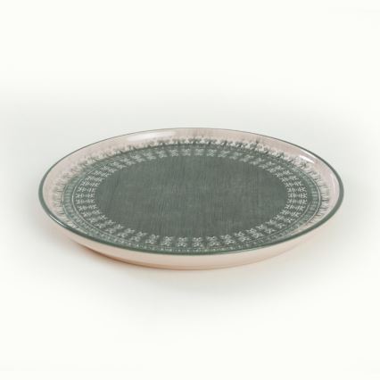 Service de table 24 pièces en grès, beige et vert