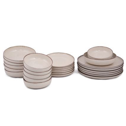 Service de table 24 pièces en porcelaine beige