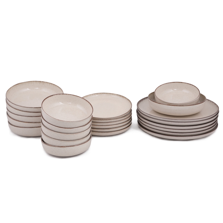 Service de table 24 pièces en porcelaine beige