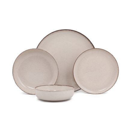Service de table 24 pièces en porcelaine beige