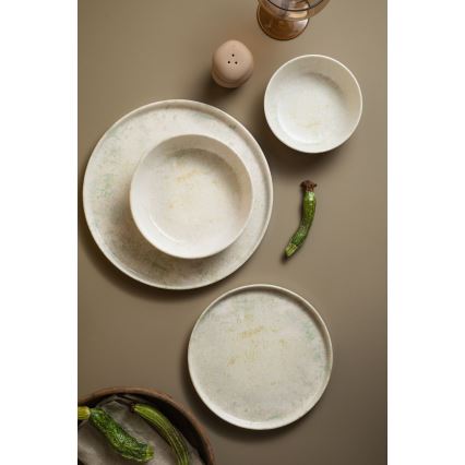 Service de table 24 pièces en porcelaine beige