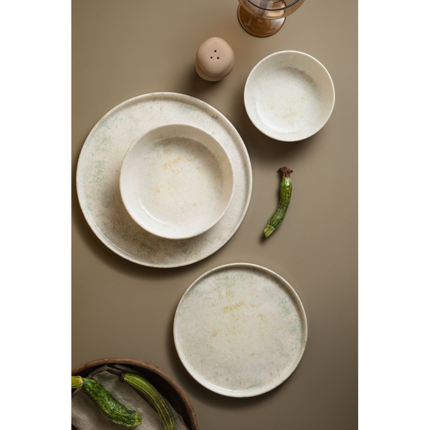 Service de table 24 pièces en porcelaine beige